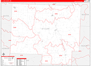 St. Clair County Wall Map Red Line Style